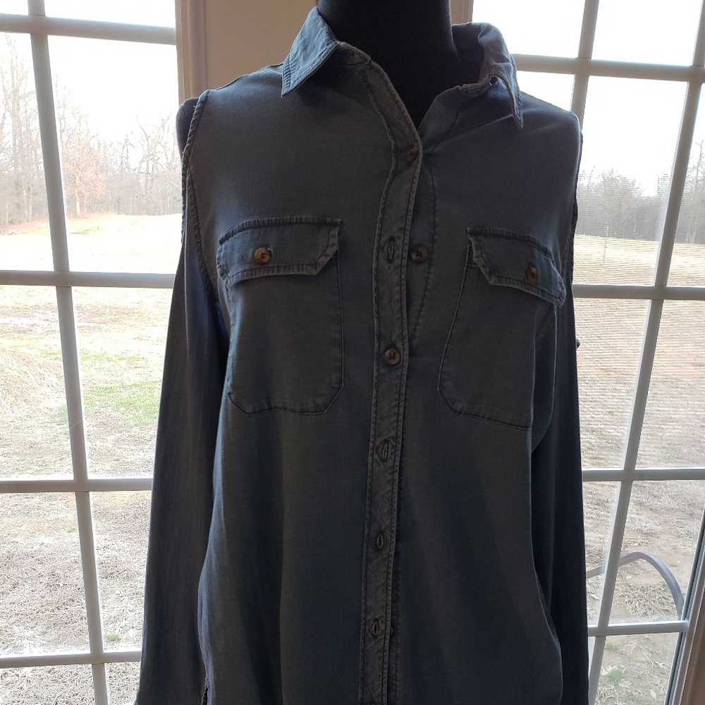 NWT cold shoulder denim tunic